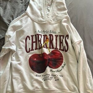 Aelfric Eden White Hoodie with Cherry Graphic